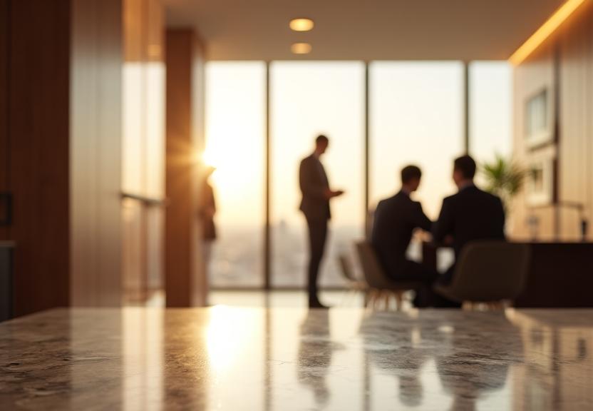 Conversación privada en una oficina de lujo en Madrid
