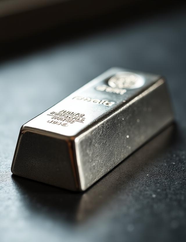 Lingote de plata fina con reflejos técnicos